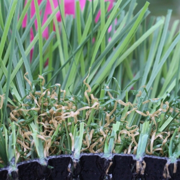 Double-color artificial grass with green and brown thatching
