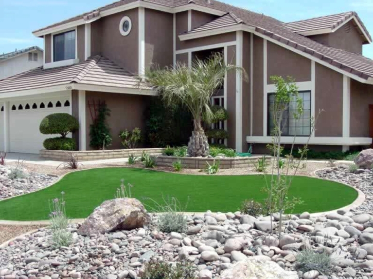 Fake Turf Rio En Medio, New Mexico Landscape Rock, Small Front Yard Landscaping